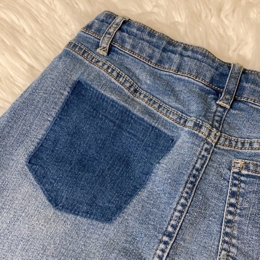Lucky Brand raw edge blue Jean skirt Sz 12R - Picture 5 of 6